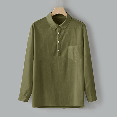 

Mens Long Sleeve Loose Fit Tops Shirt Solid Button Casual Summer Formal Party