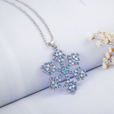 

Christmas Ice Snowflake Charm Chain Necklace Pendant Jewelry Women Xmas Gift