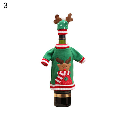 

Christmas Wine Bottle Cover Knitted Sweater Cap Xmas Party Dinner Table Decor