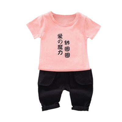 

Letter 1-4T SMLXL O-Neck Summer Casual Baby Boy Letter Pattern T-Shirt And Short Pant Kit Kids Toddler Two-piece Outfit Set