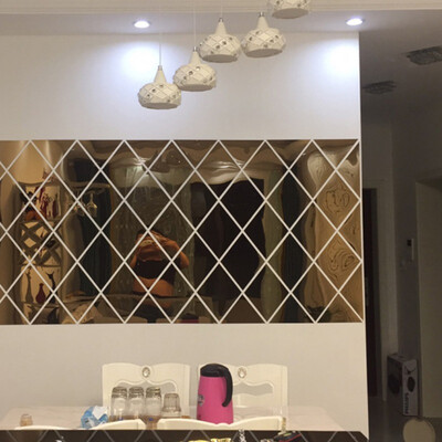 

Diamonds Triangles Wall Stickers Splicing Art Mirror Surface Wall Sticker DIY Wall Decals for Living Room Home Decor