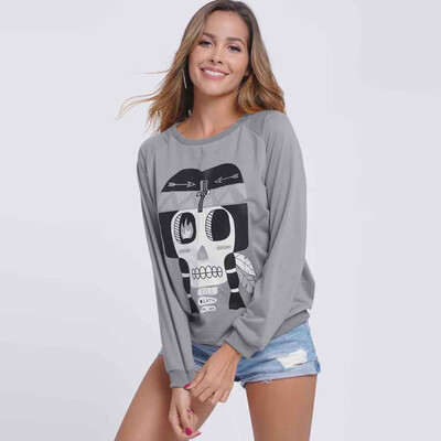 

Tailored Women Print Cartoon T-Shirt Top Ladies Loose Long Sleeve Top Sweater Blouse
