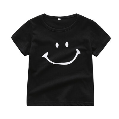 

New Baby Tshirt Pure Cotton Summer Boys And Girls Baby Bottom Smiling Face Knitted Tops Short Sleeve T-shirt Popular