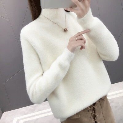 

Womens Turtleneck Sweater Pullover New Turtleneck Long-sleeved Fashion Trend Solid Color Womens Sweater