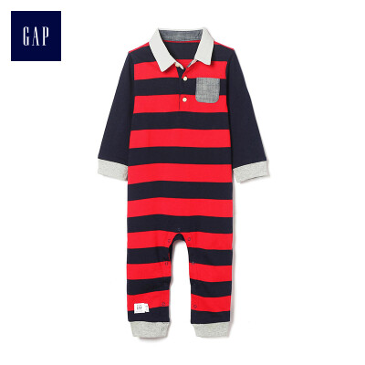 

GAP flagship store baby boy comfortable cotton striped one piece jumpsuit 397323 modern red 3-6M