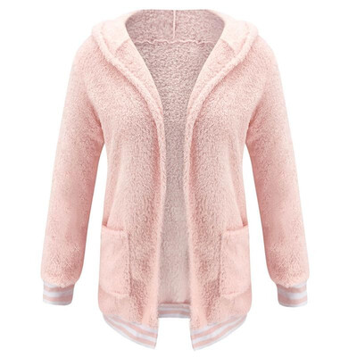 

Women Hooded Cardigan Coat Lounge Warm Fleeces Open Front Long Sleeves Autumn Winter Soft Casual Hood Coat Loungewear