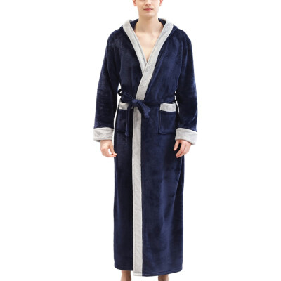 

Plus Size 3XL Winter Men Bathrobes Thicken Plus Flannel Warm Robes Male Long Nightwear Ankle Length Pajamas