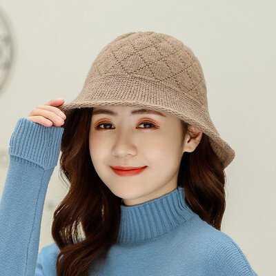 

Autumn&winter new solid color Joker ladies knitted wool hat warm wool basin hat fisherman hat