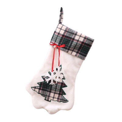 

Christmas Stocking Gift Warm Large Plaid Paw Christmas Stocking for Dog Cat Christmas Gift Bags Xmas Tree Ornaments Decorations Ne