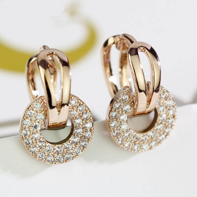 

Women Fashion Jewelry Rhinestones Zircon Crystal Sliver Studs Hoop Earrings