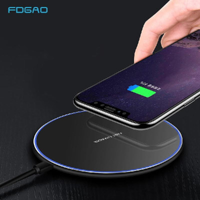 

FDGAOMetal QI Wireless Charger 10W Ultra-thin Wireless Charger for QI Mobile Cross-Border white