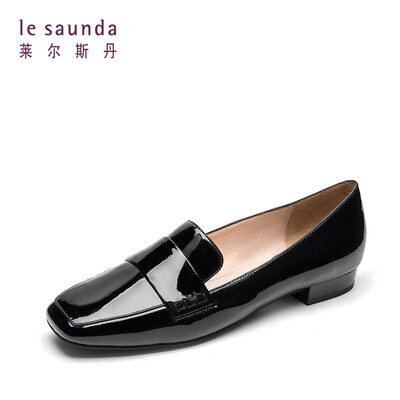 

Lyles Dan fashion elegant commuter square head lacquered foot thick low with female grandmother single shoes LS AM15601 black 38