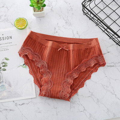 

Female Modal Lace Mid-Rise Breathable Panties Sexy Traceless Bow Twist Cotton Panties Seamless Underwear Briefs Lingeries