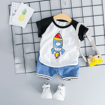 

Baby Boys Clothes Sets Children Clothing Summer Tracksuit Boys Sport Suits Cartoon Printed Tops Pants Kids Clothes
