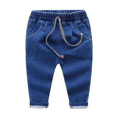 

Children Fashion Jeans Boys And Girls Solid Color Elastic Waist Jeans Trousers Pants Kids Wear 2 Colors Available