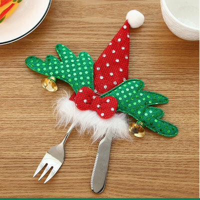 

Christmas Cutlery Bag Cutlery Cover Christmas Ornaments Christmas Supplies Santa Claus Table Cutlery Cover