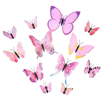 

12Pcs Wall Stickers PVC Butterfly Shape Wall Decal Sticker Home Living Room Nursery Refrigerator Stickers DIY Art Decoration Outdo