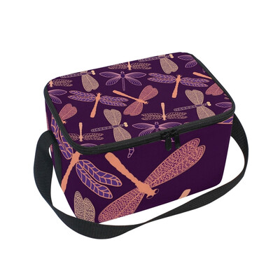 

ALAZA Lunch Box Dragonfly Pattern Insulated Lunch Bag Large Cooler Tote Bagfor Men Women
