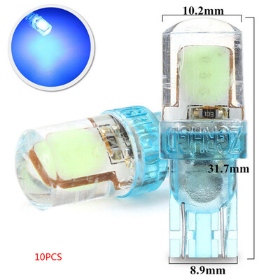 

10pcs T10 Silicone Shell COB Led Car License Plate Light Auto Silica Wedge Side Width Ice Blue Beam Bulb