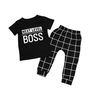 

Childrens Sets Summer Sports Boys Casual T-shirt Long Pant Set for Kids Boys 1-5Y Fashion England Plaid Clothes Sets