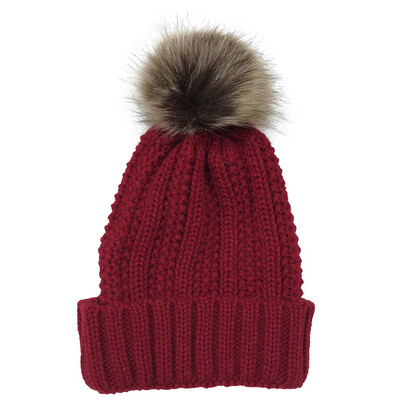 

Women Winter Warm Chunky Knitted Crochet Beanie Hat Fur Pom Ball Ski Cap Outdoor