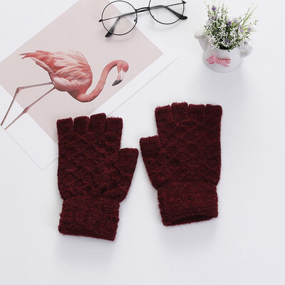 

Women Mens Half Finger Gloves Thermal Mittens Autumn Winter Hand Warmer Cashmere Knitted Gloves