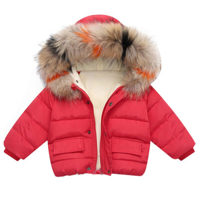 

1-6T Baby Girlbaby Boy Hooded Down Jackets Casual Solid Color Windproof And Warm Thickening Childrens Down Coat