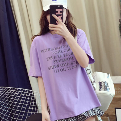 

tshirt women Round Collar Summer Cartoon Print Loose Short Sleeve Casual Simple Wild tshirt women