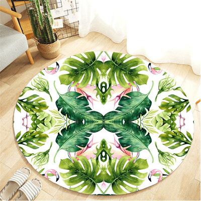 

Toponeto Tropical Plant leaves Pattern Round Flannel Bathroom Kitchen Carpet 80cm