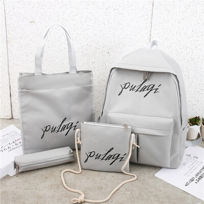 

Tailored Female Fashion Student Bag Four-piece Backpack Large-capacity Letter Backpack