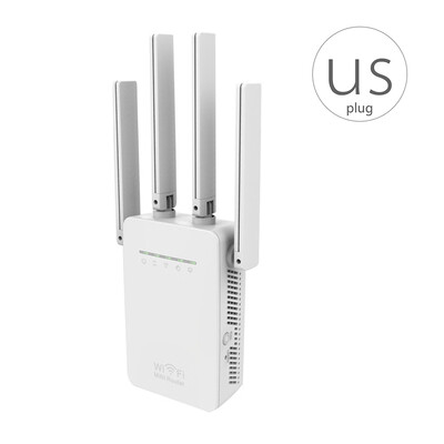 

US Plug Home Mini 300Mbps Wireless WiFi Router Signal Repeater Extender 4 External Antennas Wall Repeater