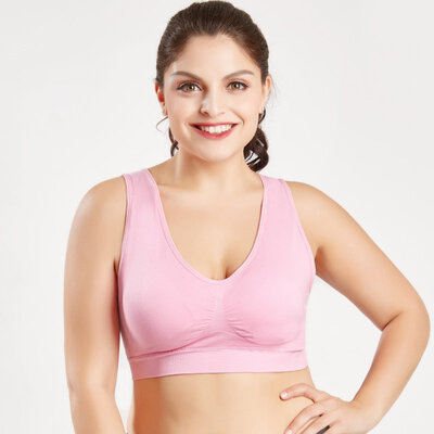 

3XL Plus Size Women Lingerie Bra Padded Solid Color Wire Free Gathered Sports Underwear Breathable Sleep Bra