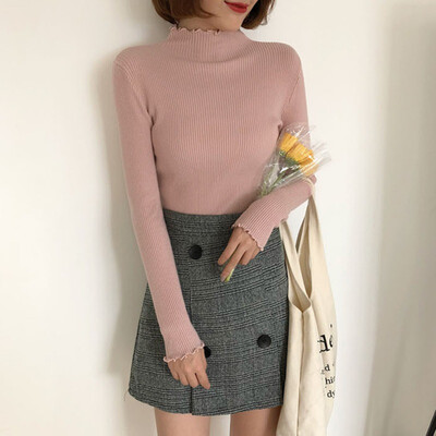 

Women Turtleneck Warm Pullovers Sweater Autumn Thin Clothes Slim Fit Casual Femme Tops