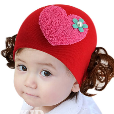

New Cute Toddler Kids Baby Girl Cute Flower Wig Design Winter Warm Hat Cap Headwear