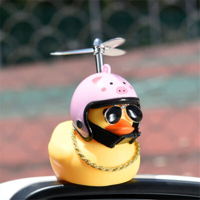 

New Arrival Cartoon Yellow Silica Gel Little Sunglass Duck Shape Car Decoration 12 Zodiac Duck Head Car Accessories