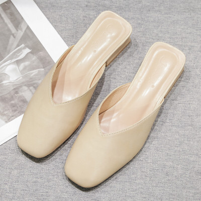 

Jin Liyi 2019 autumn new net red girl heart no heel shoes lazy baotou shoes half slippers women wear fashion versatile flat shoes