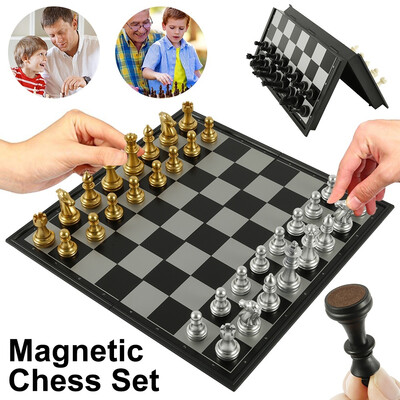

Chess Board Chessboard Magnetic Silver Gold Chess Pieces Chess Set Gift