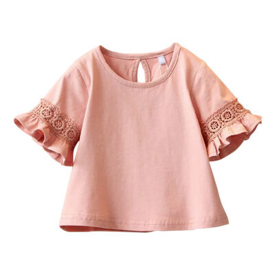 

Kids Baby Girls Princess Cotton T-Shirt Ruffle Half Sleeve Tops Summer Clothes