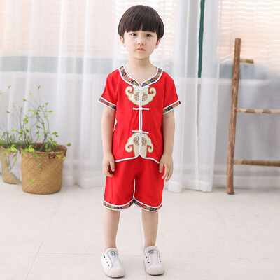 

Toddler Boy Clothes Formal Kids Summer Suit Children Wear Chinese Style Children Tang Suit Wishful Short-Sleeved Suit 2-6Y