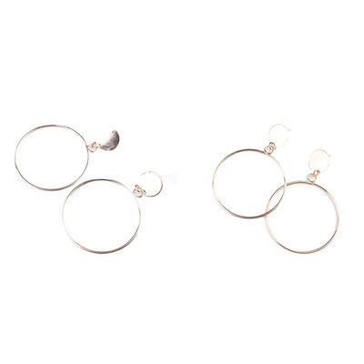 

2 Pairs Girls Hollow Round Pendant Earrings Metal Dangle Ear Stud Women Ear Clip Pin Jewelry Gift