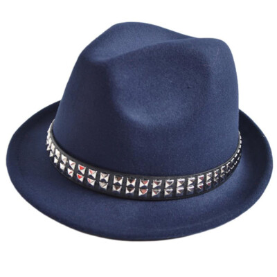 

Styles Unisex Women Men Trilby Jazz Hat Woolen Pork Pie Hat With Belt And Rivet