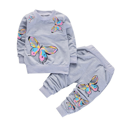 

Spring Girl Clothes Set Cartoon Butterfly SweaterShirt Pants Fashion Baby Girl Clothes Set Children Clothing New