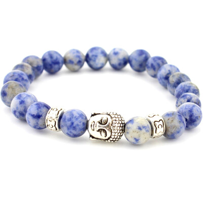 

New Mens Handmade Elastic Band Nylon Wirstband String Buddha Head Beaded Bracelets & Bangles Jewelry Accessories for Male