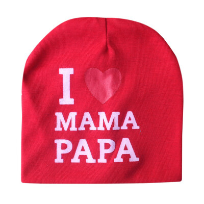 

2018 Baby Hat Newborn infant Baby Cotton I Love Mama&Dad Print Caps Hats For Baby Girls Knitted Beanies Cap colorful