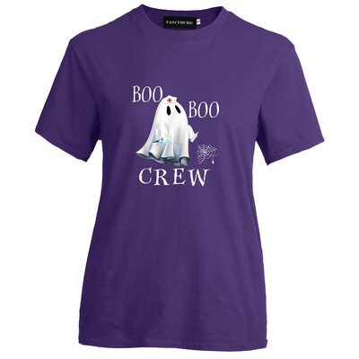 

New Fashion Halloween Casual Unisex T Shirt Boo Boo Crew Letter Printed Graphic Tee Tops For Men Women