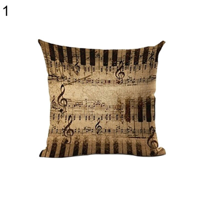 

Piano Music Note Linen Pillow Case Cushion Cover Sofa Bedroom Car Decoration