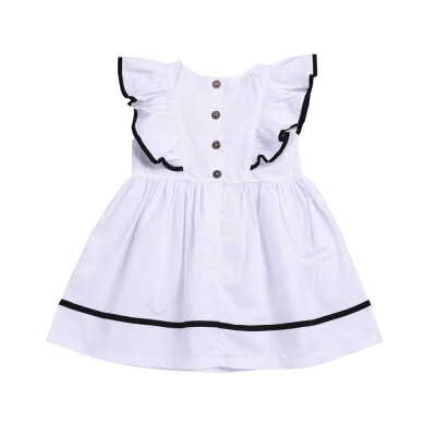 

Baby Kids Girls Sleeveless Dresses Childrens Clothing Cotton Fabric Cute Girls White Wooden Ear Dress 2-7Y