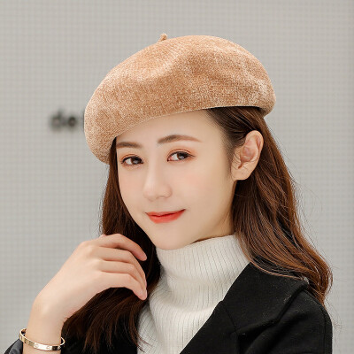 

Hat womens berets in autumn&winter solid color fashion corduroy Joker pumpkin warm hat Korean artist hat