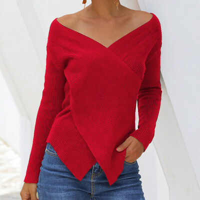 

Tailored Women Casual Solid O-Neck Knitted Hollow out Long Sleeve Sweater Top Blouse