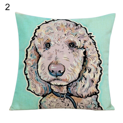

45x45cm Cute Dog Print Throw Pillow Case Linen Cushion Cover Home Decoration